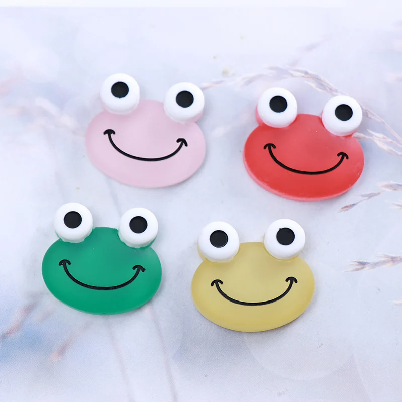 

10Pcs Cartoon Frog Head Flatback Resin Cabochon Kawaii Decoration Craft for Kids Hair Bows Center Accessories DIY Scrapbooking