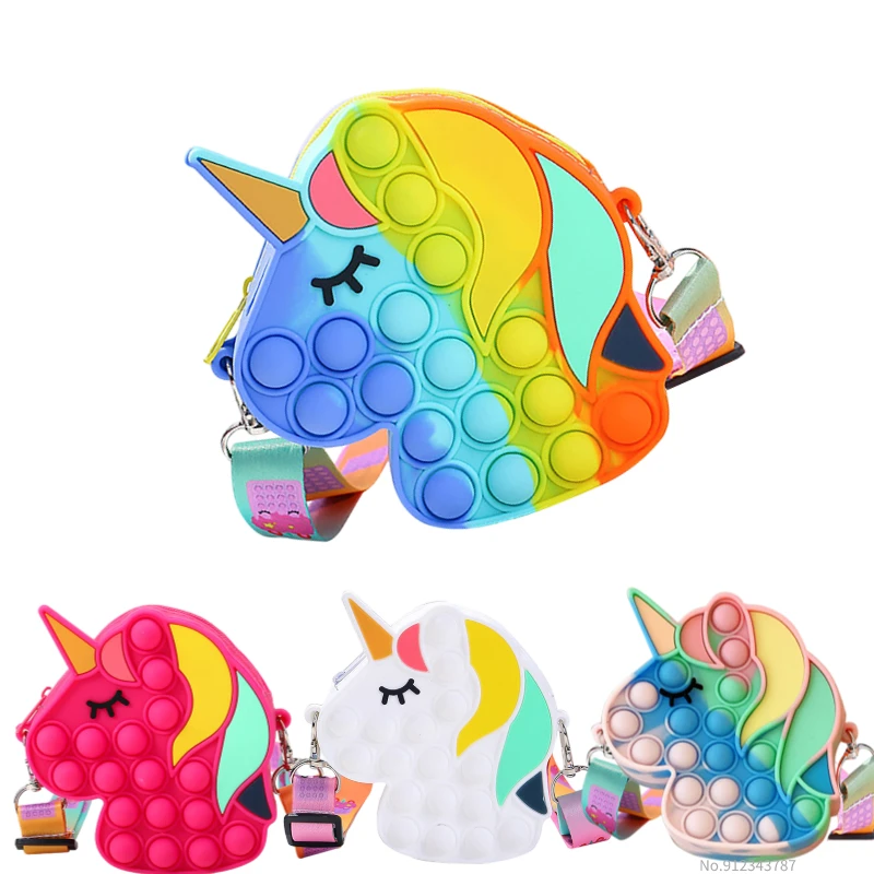 Новый популярный кошелек для монет Единорог поп Радуга силиконовая милая