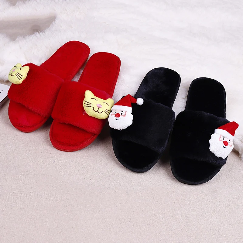 

Winter Warm Indoor Women Shoes Lovely Cartoon Comfort Soft Plush Antiskid House Home Slippers for Girls Ladies Solid Color New