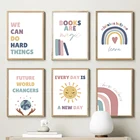 Милые Мультяшные солнце Радуга растущие цитаты настенная Картина на холсте скандинавские постеры и принты Искусство Декор детской комнаты