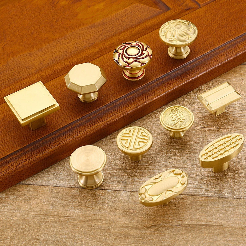 Чистая медь кухонный шкаф ручки дверные для выдвижных ящиков Европейский Винтаж