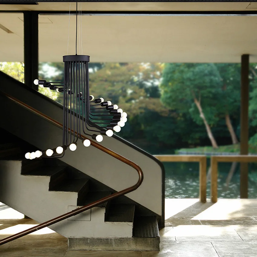 Люстра в стиле индастриал из кованого железа современный подвесной светильник