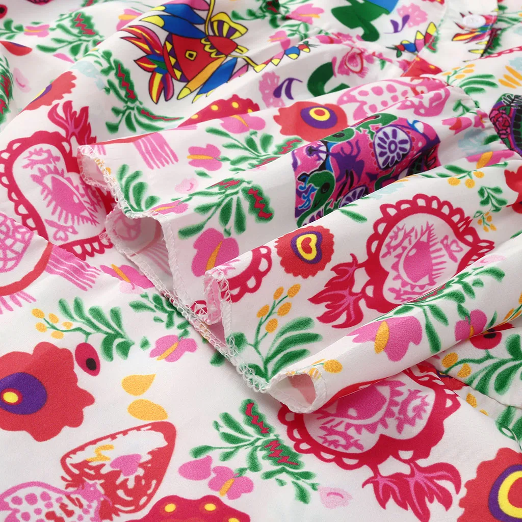 

Tide Summer Women Dress Plus Size Print Boho Beach Dress Casual Lady 3/5 Sleeve V-Neck Loose Bohemian Dress Vestidos