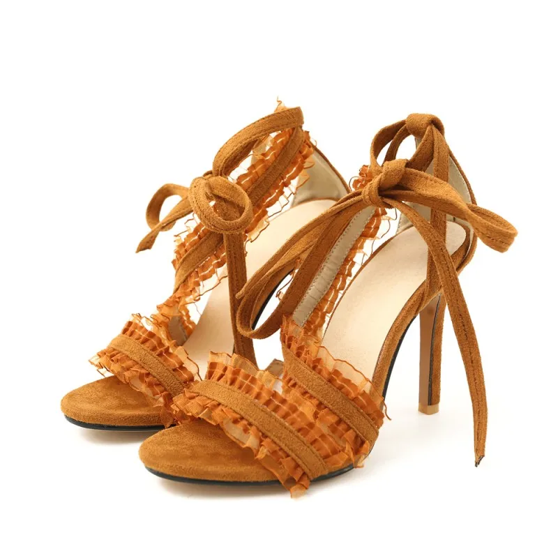 Большие размеры 9 10 11 12 Босоножки на высоком каблуке Женская обувь Женские летние