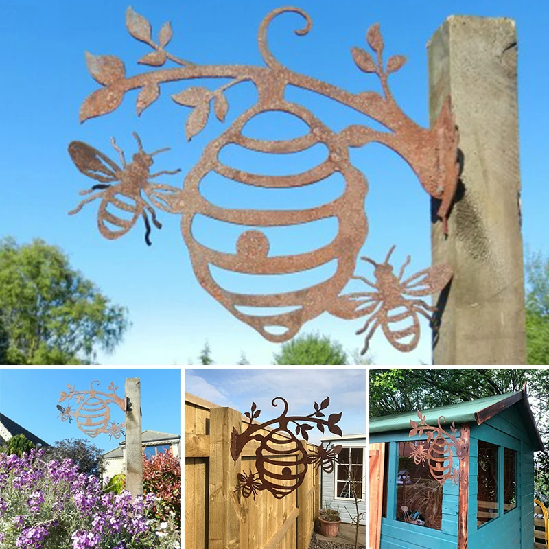 

Newest Father's Day Gift Bee Hive Garden Decor Iron Silhouettes Tree Plug-in Ornament