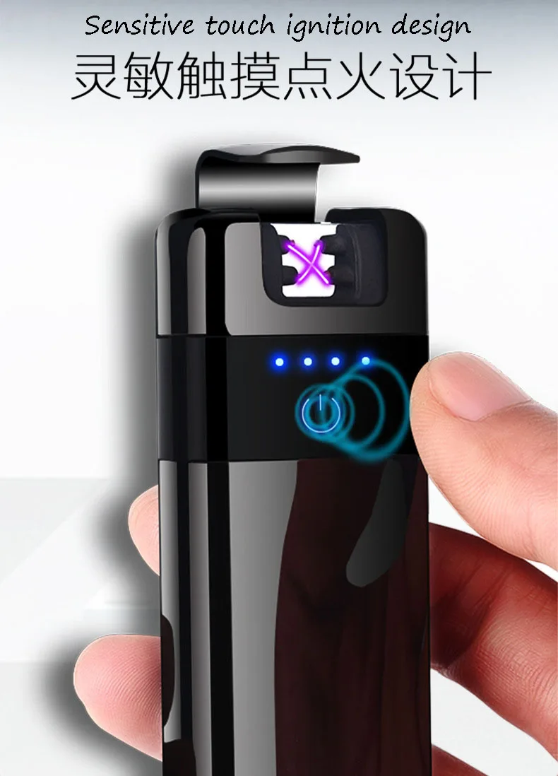Умная Беспроводная usb зажигалка с двойной дугой металлическая ветрозащитная