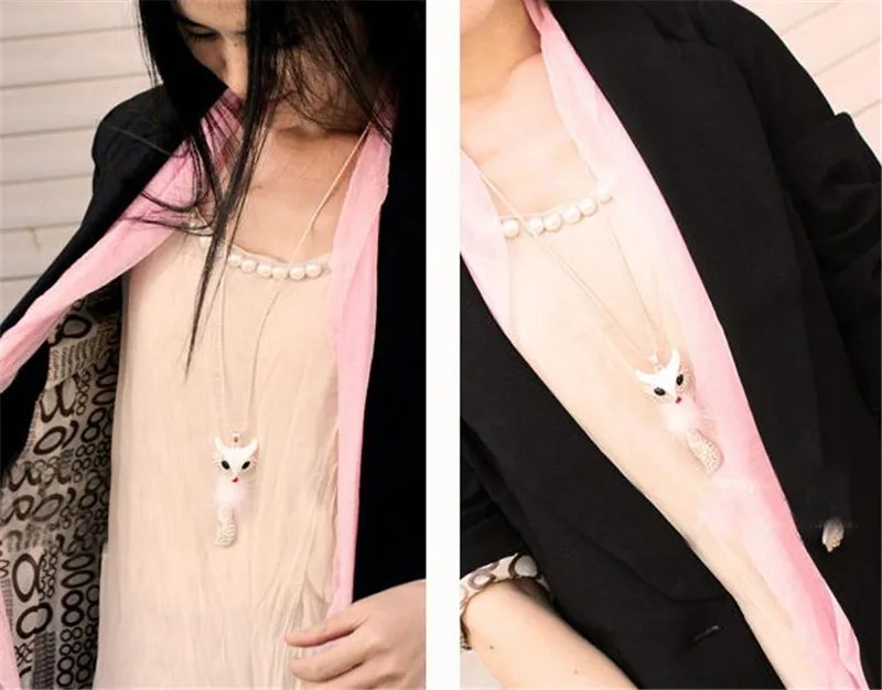 2018 Горячая Мода очарование лиса медный воротник блесток кулон чокер длинное