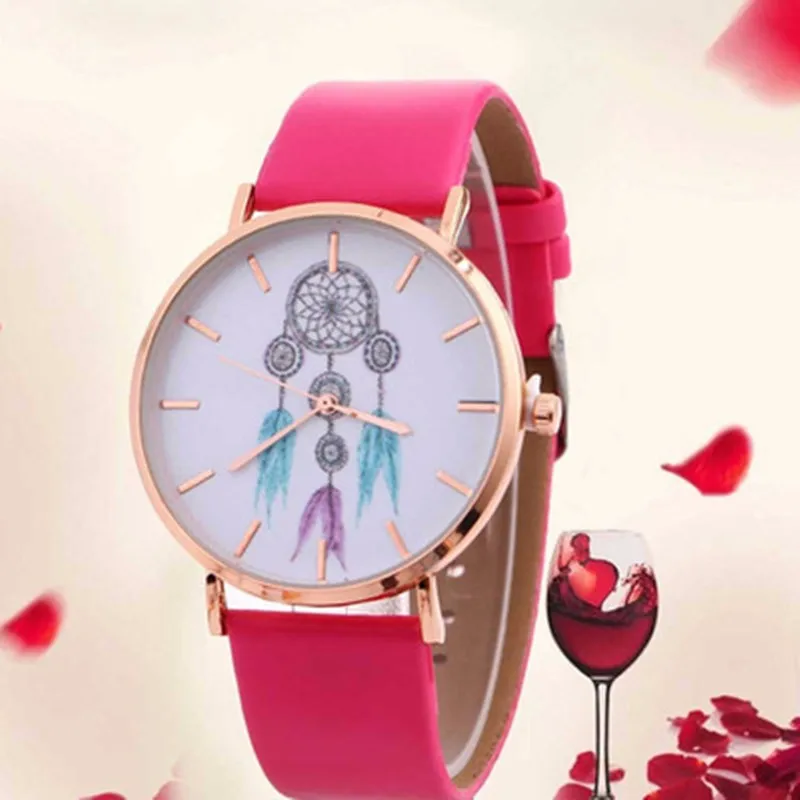 

1pcs 2021 New Ladies Fashion Casual Watches Dream Catcher Leather Strap Belt Quartz Watch for Women Student Dress Clock