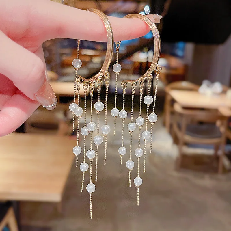 Элегантные женские серьги-каффы с жемчугом золотого цвета | Украшения и