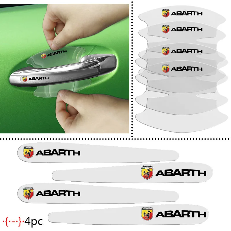

Auto Stickers Transparent Car Door Handle Decoration Sticker for Abarth 124 500 Grande Punto Spider 500C 595C 695C Evo 595 685