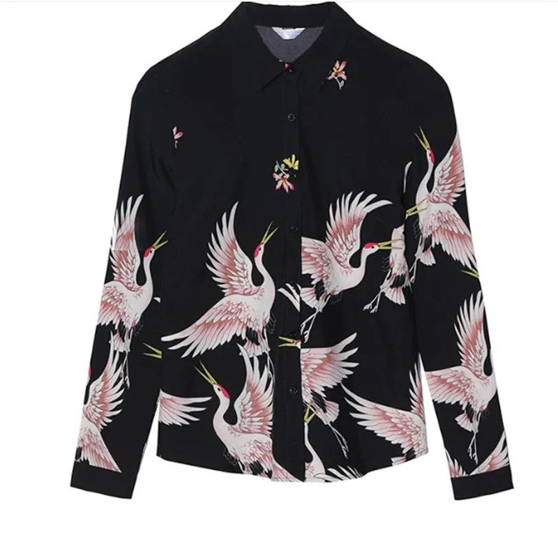 

XXXL Ladies chiffon shirt long sleeve 2020 spring new fashion shirt western style floral temperament blouse BLUSA FEMININA