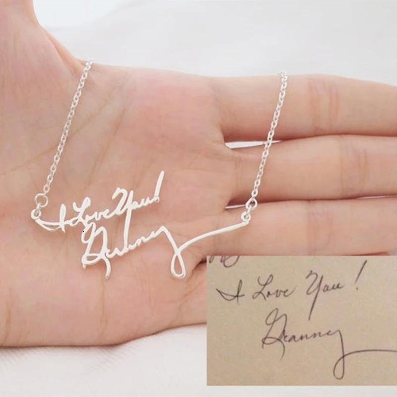 

Custom Handwriting Name Necklaces For Women Girl Double Layered Jewelry Signature Pendant Necklace Personalized Gifts