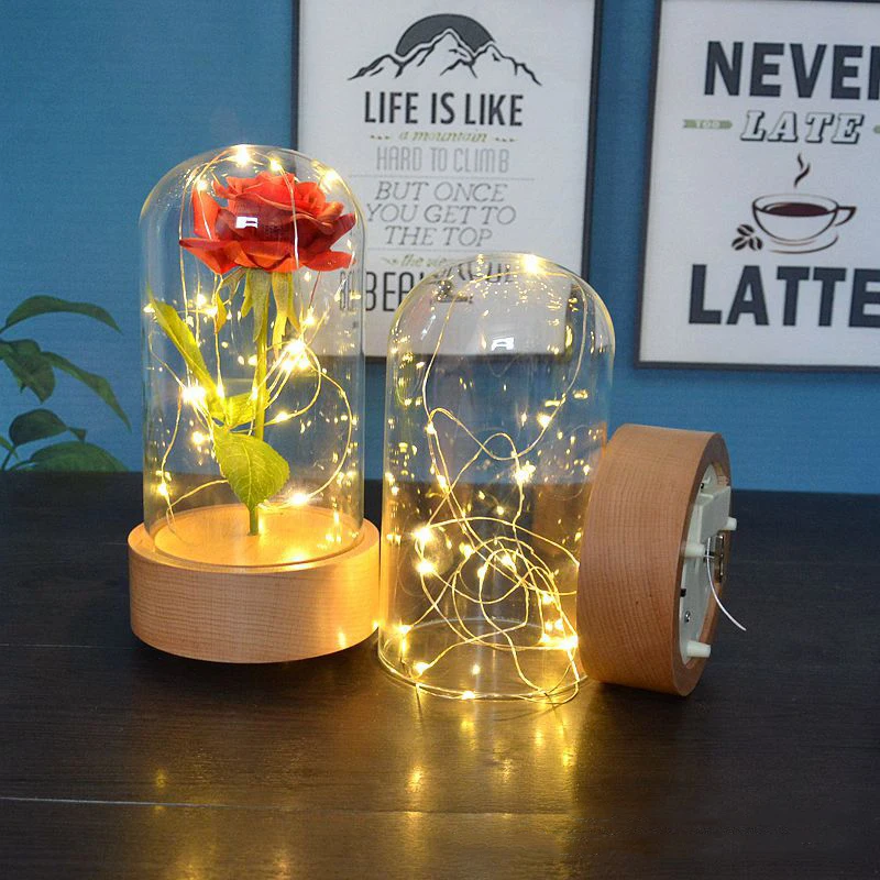 

Artificial Red Rose Table Lamp LED Bedside Lamp Beauty Beast Table Light Wedding Anniversary Holiday Birthday Valentine's Gift