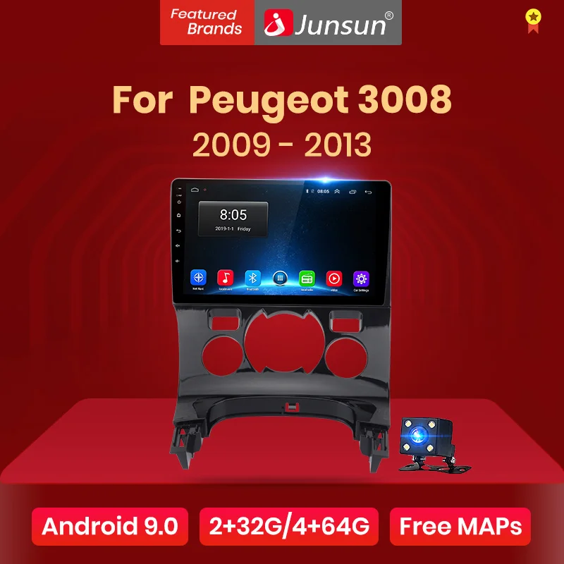Junsun V1 2G+ 32G Android 9,0 для peugeot 3008 2009-2013 автомобильный Радио Мультимедиа Видео плеер навигация gps 2 din dvd