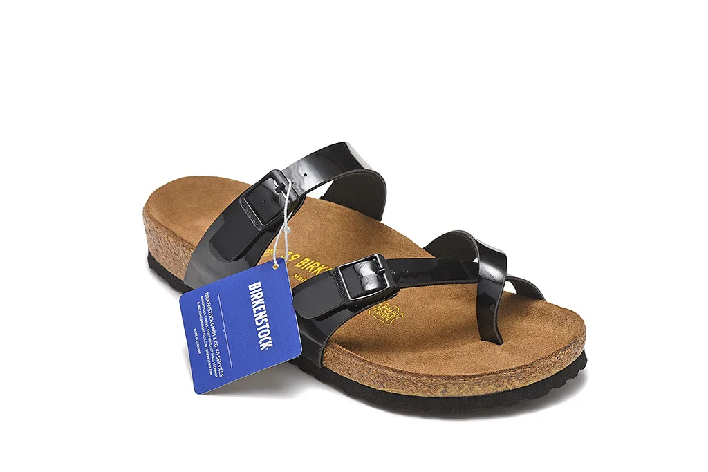 Женские сандалии на плоской подошве Birkenstock летние пробковые тапочки