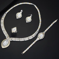 be 8 luxury white cubic zirconia women wedding party bride necklace earrings 4pcs jewelry sets bridal dress accessories s441