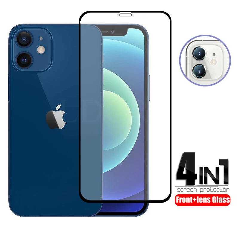 2 шт. Стекло для iPhone 12 Mini полное закаленное стекло Pro Max iphone 11 XR XS Защитный чехол