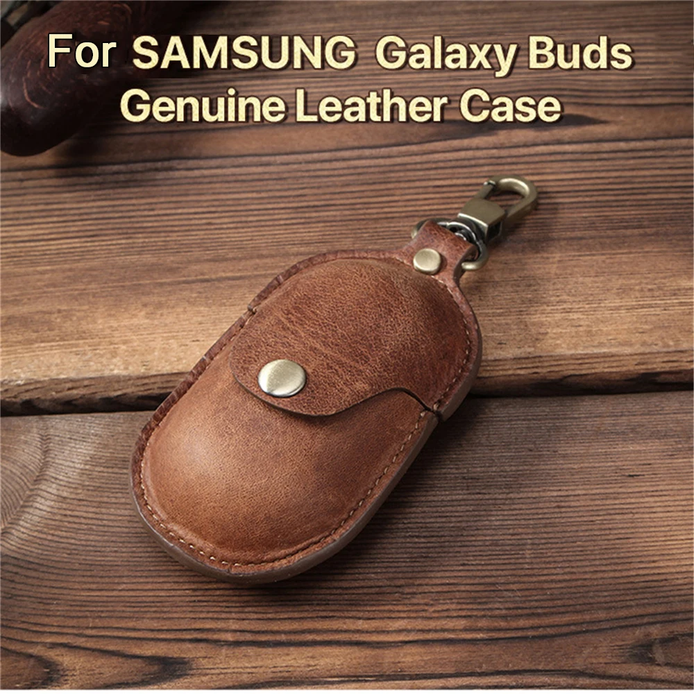 

Кожаный защитный чехол для наушников Samsung Galaxy Buds 2019, противоударный чехол для хранения наушников с брелоком