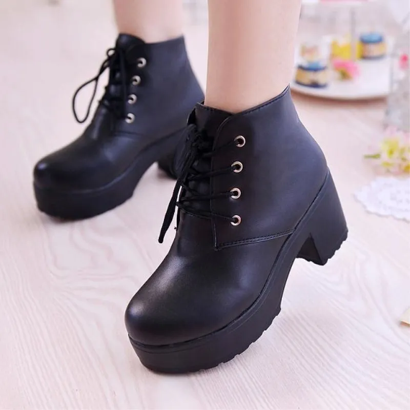 

Shoes for Women 2020 Goth Cowboy Boots Platform High Heels Leather Chunky Snow Lolita Shoes Rain Boots Winter Shoes Women