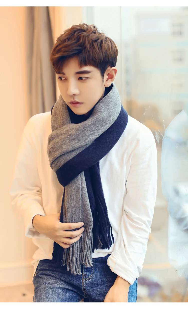 Зимний дизайнерский мужской шарф хлопковый в стиле пэчворк Мужская брендовая