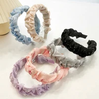 fashion solid fabric wrinkled headbands for women girls korean style rhinestone hairbands bling hair bands hair accessories