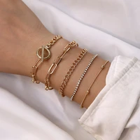 oe popular fashion bracelet retro trend buckle multilayer zircon chain geometric hollow round bead jewelry women party