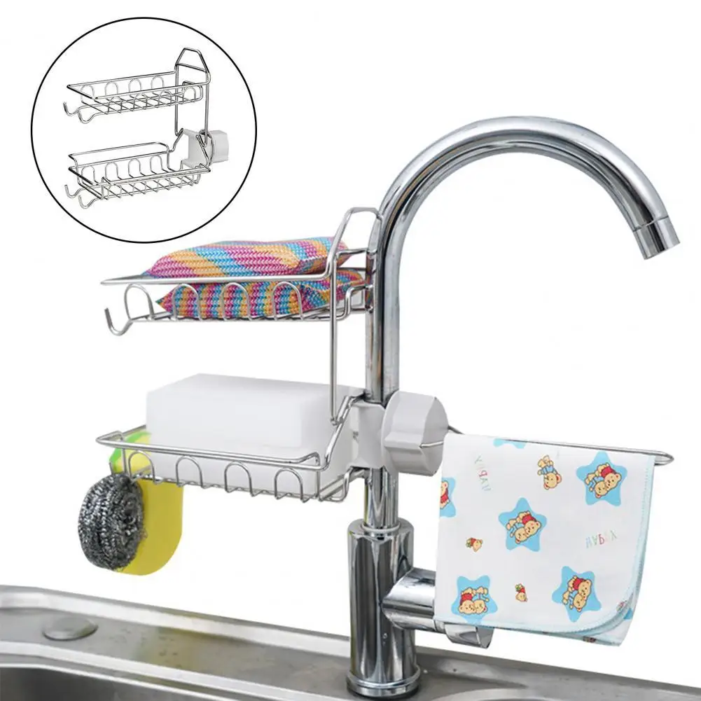 

New Faucet Rack Multifunctional Convenient Stainless Steel Kitchen Water-tap Storage Holder Bathroom Multi-Layer Storage Racks
