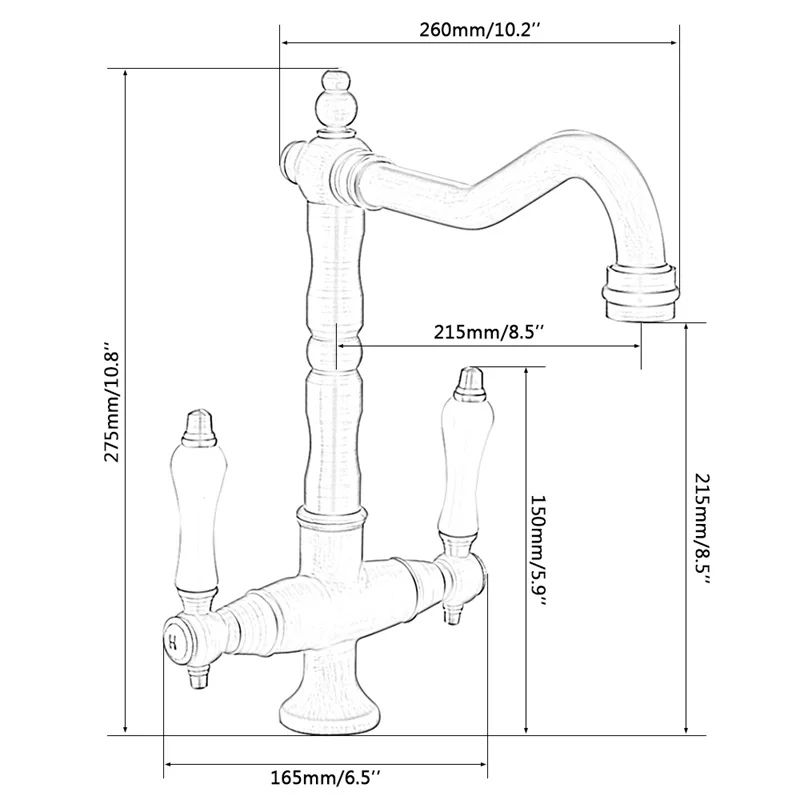 

Retrok 360 Swivel Antique Brass Kitchen Faucets Dual Porcelain Handle Mixer Tap Kitchen Taps Cold and Hot Mixer Taps