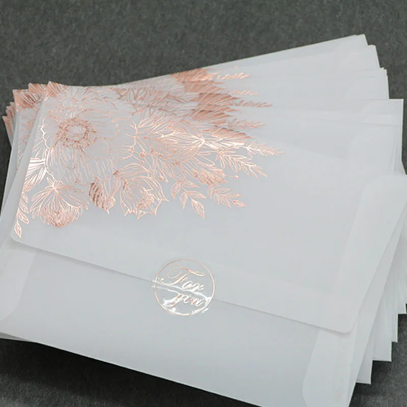 

24 Pieces/pack European Style Hot Stamping Edge Sulfuric Acid Paper Translucent Envelope Wedding Business Invitation Envelope