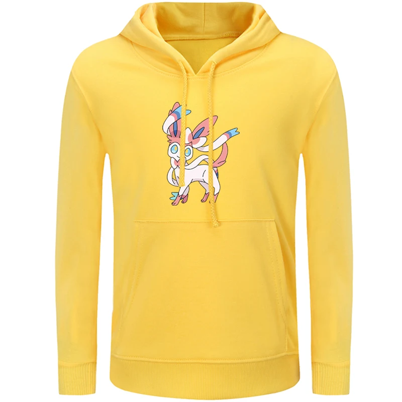 Толстовки с капюшоном рисунком Pokemon Glaceon Jolteon Leafeon Sylveon Детский свитер детский