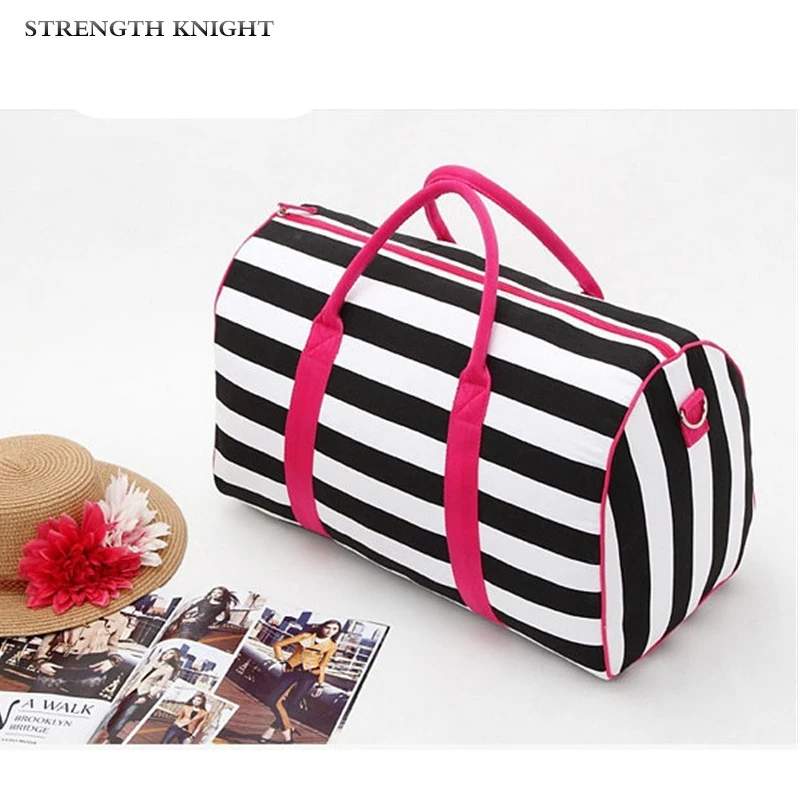 Women Famous Brands Canvas Handbags Cross Body Bag Women Messenger Bags Stripe Beach Bag Travel Bags