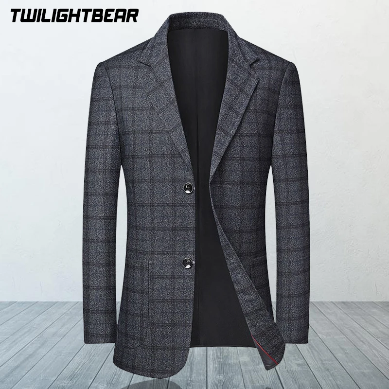 

Новинка 2020, мужской Клетчатый Блейзер, Мужское пальто, весна-осень, тонкий британский Повседневный деловой пиджак, Мужская брендовая одежда...