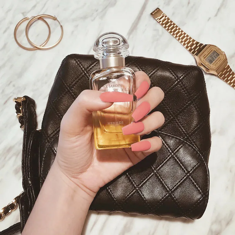 Матовые накладные ногти средней длины оранжевого цвета 24 шт./Корт подходит для