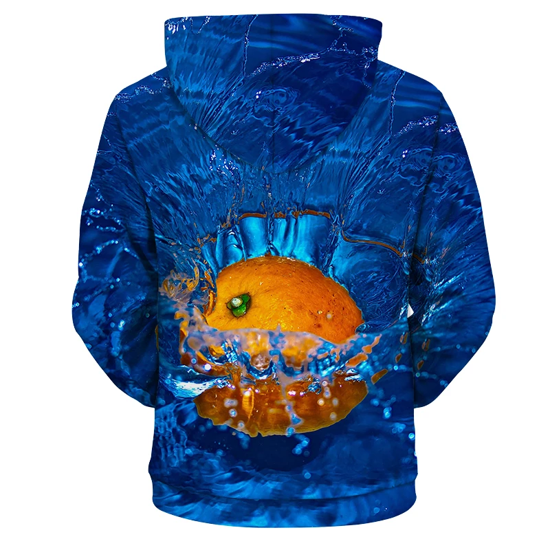 Cloudstyle Blue Ocean Men 3d Hoodies Fruit Orange Zipper Harajuku Casual Sweatshirts Male Long Sleeve S-5XL | Мужская одежда