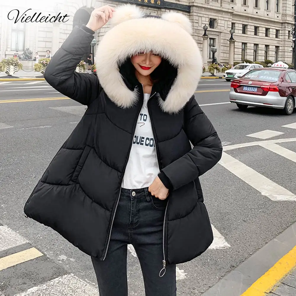 Vielleicht 2019 новая осенне зимняя куртка Женское пальто милая длинная парка с