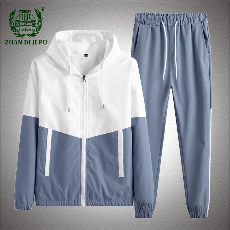 

Костюм спортивный мужской в стиле хип-хоп, свитшот с капюшоном и штаны, уличная одежда в стиле пэчворк, 2 предмета