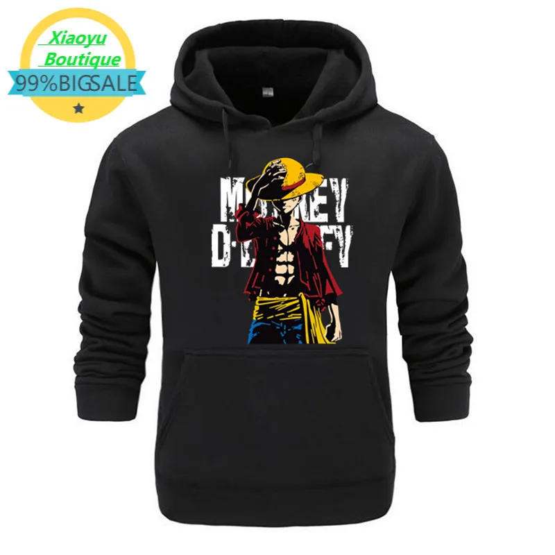 

Hoodie Men Japanese Anime Hoodies Mens The Pirate King Luffy Hooded Sweatshirt Winter Autumn Fleece Pullover Youth