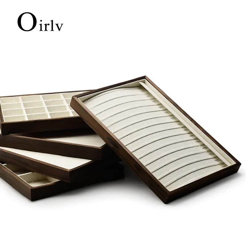 Oirlv New Solid Wood 24 Grids/Necklace Storage Tray Shop Bracelet Jewellery Goods Display Tray Props