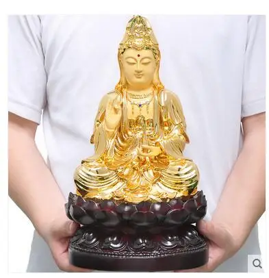 

36CM TALL # BUDDHISM HOME SAFETY HEALTH LUCK TALISMAN #OFFICE SHOP EFFICACIOUS PROTECTION GILDING GUANYIN BODHISATTVA BUDDHA