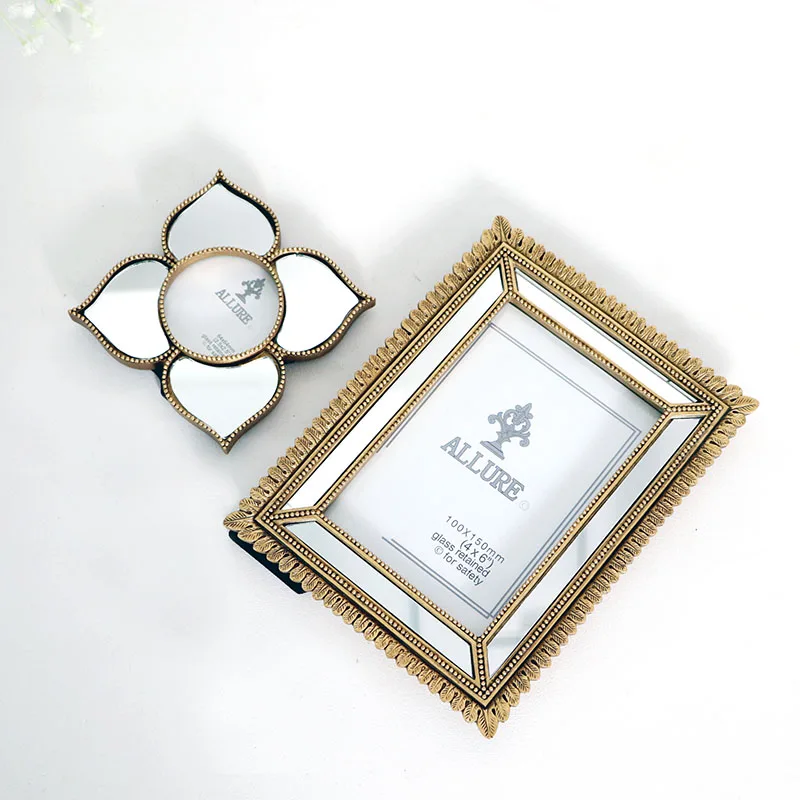 Французская неоклассическая Ретро Золотая зеркальная рамка из смолы для