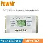 Контроллер заряда и разряда солнечной батареи MPPT 40 А 12 В 24 в ЖК-дисплей USB-регулятор с двойным таймером нагрузки для системы солнечного освещения