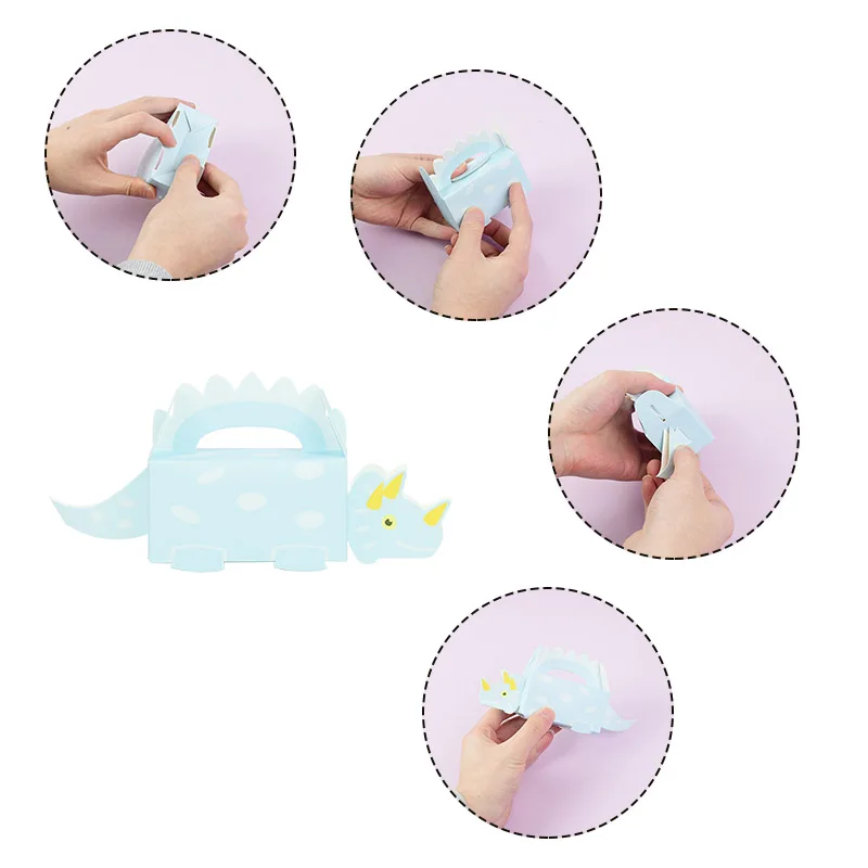 

10pcs/lot Cartoon Dinosaur Paper Candy Box Kids Birthday Party Gift Package Supplies Baby Shower Decoration Gift Cookie Boxes
