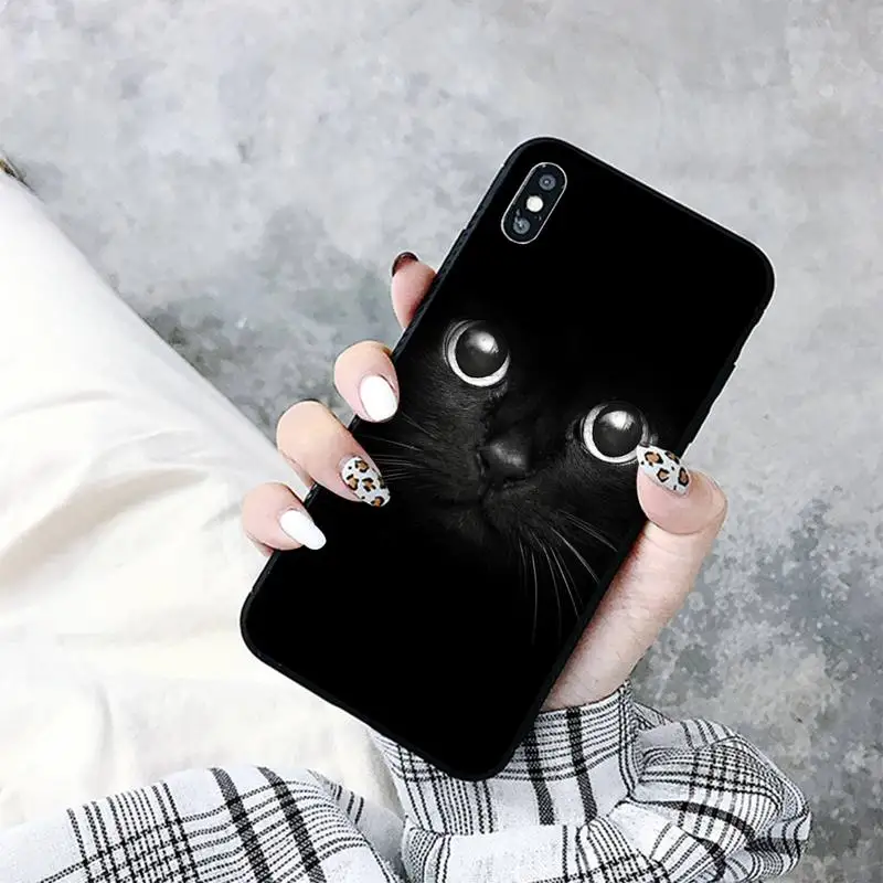 Милый черный чехол TOPLBPCS с котом для телефона iPhone 11 12 13 mini pro XS MAX 8 7 6 6S Plus X 5S SE 2020 XR |