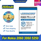 100% Оригинальный аккумулятор LOSONCOER BV-6A 2600 мА  ч для Nokia Banana 2060 3060 5250 C5-03 8110 4G