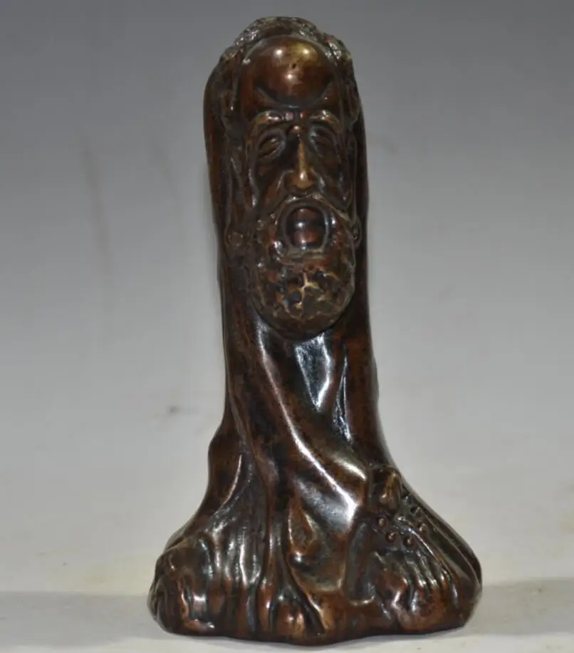 

China archaize brass DARUMA Patriarch crafts statue