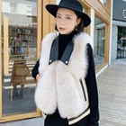 Жилет женский зимний, короткий, плотный, теплый, без рукавов, с пушистым мехом, S7884, жилеты из лисьего меха