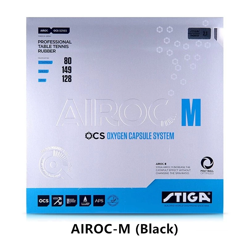 STIGA настольный теннис резиновая AIROC-M AIROC-S скорость вращения синяя губка прыщи в пинг-понг tenis de mesa - Цвет: AIROC-M Black