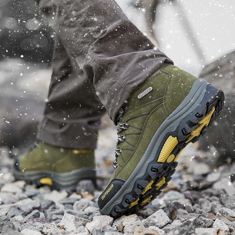 

Winter Hiking Boots Men Plush Climbing Shoes Keep Warm Trekking Sneakers Waterproof Snowfield Outdoor Sport Hunting Camping