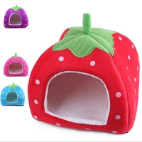 warm soft strawberry pet dog cat house comfortable kennel doggy bed foldable fashion cushion basket cute animal cave pet product