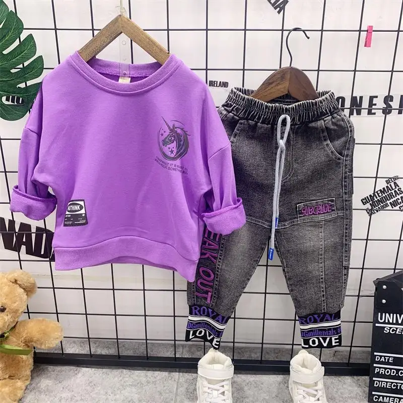 Комплект одежды из 2 предметов для мальчиков хлопковый светоотражающий свитер и